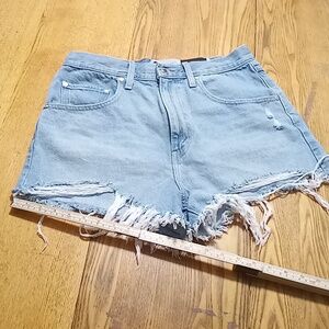 LEVIS SILVERTAB Jean Shorts 30 Women BLUE Preowned Used Raw Hem